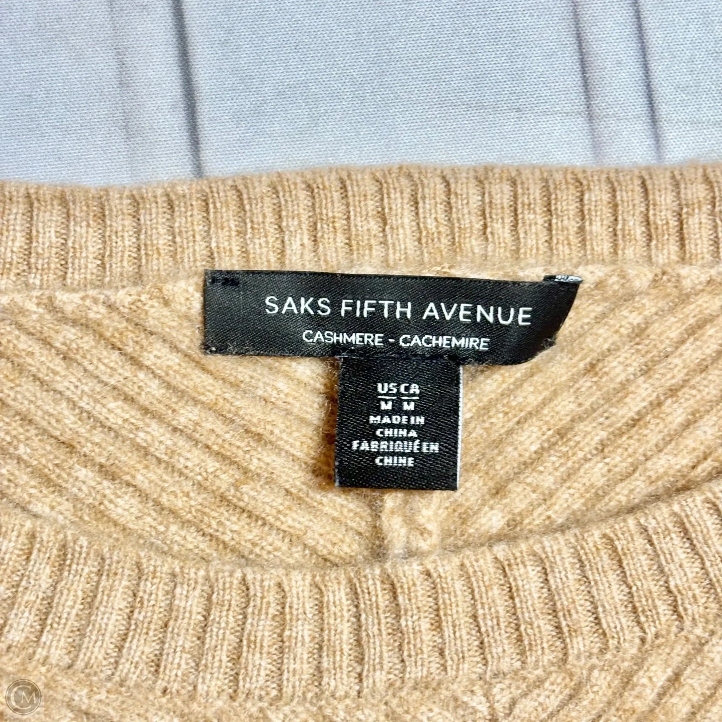 Sweater Cashmere By Saks Fifth Avenue In Tan, Size: M