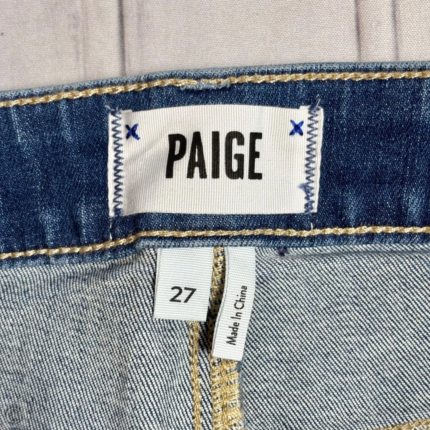 Jeans Straight By Paige In Blue Denim, Size: 4