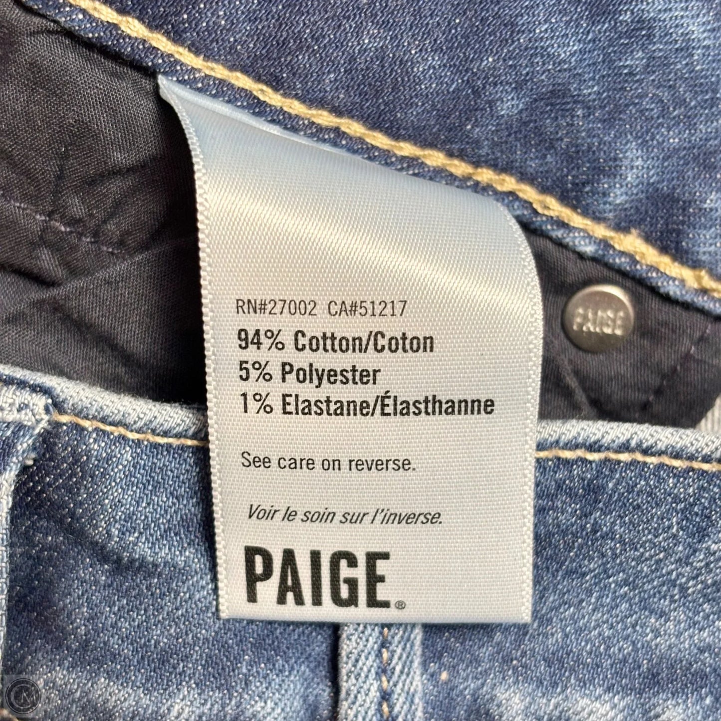 Jeans Straight By Paige In Blue Denim, Size: 4