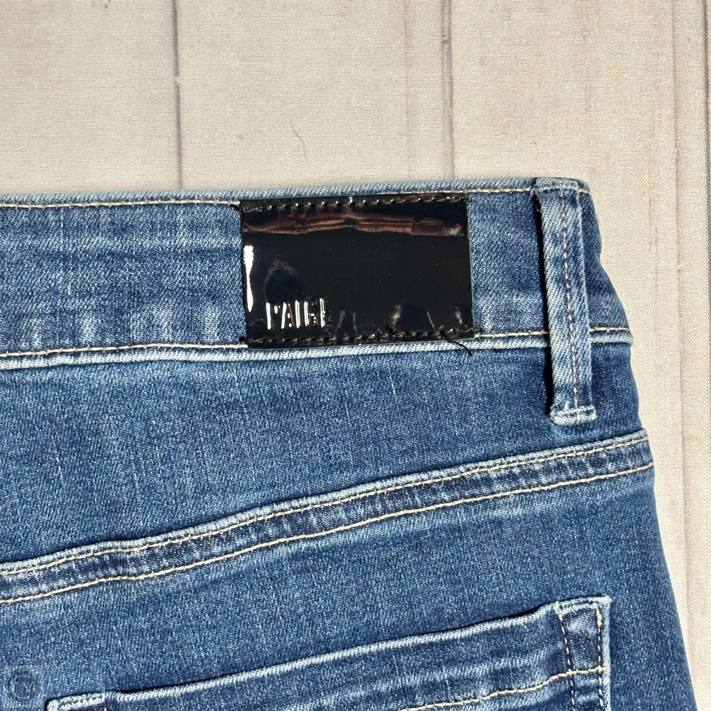 Jeans Straight By Paige In Blue Denim, Size: 4