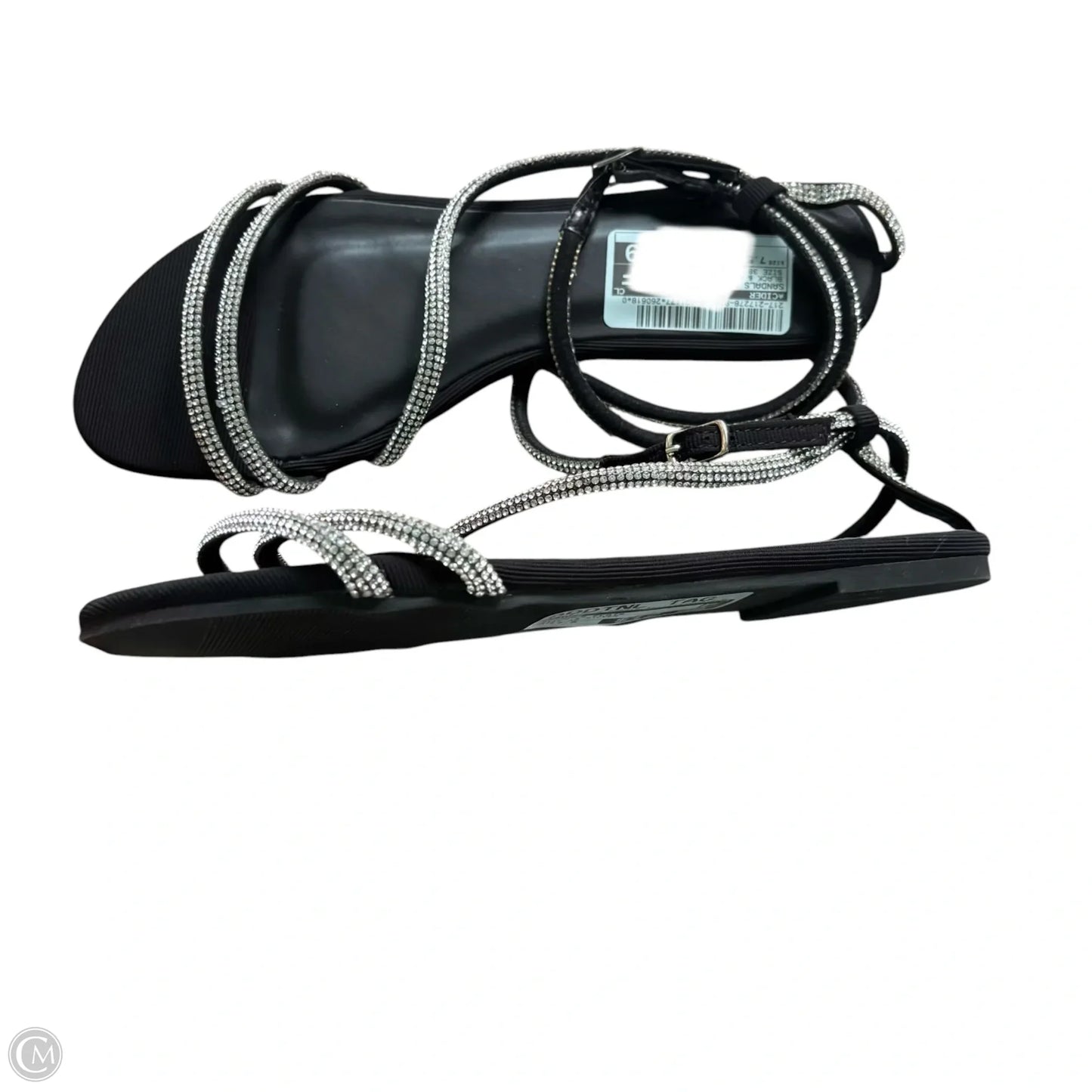 Sandals Flats By Cider In Black & Silver, Size: 7.5
