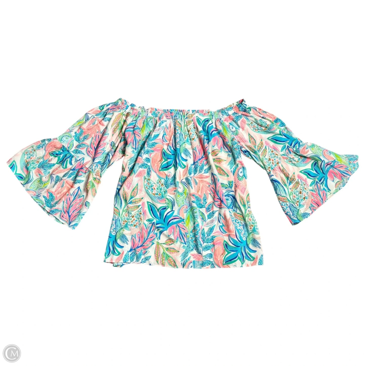 Blouse Designer By Lilly Pulitzer In Blue & Pink, Size: L