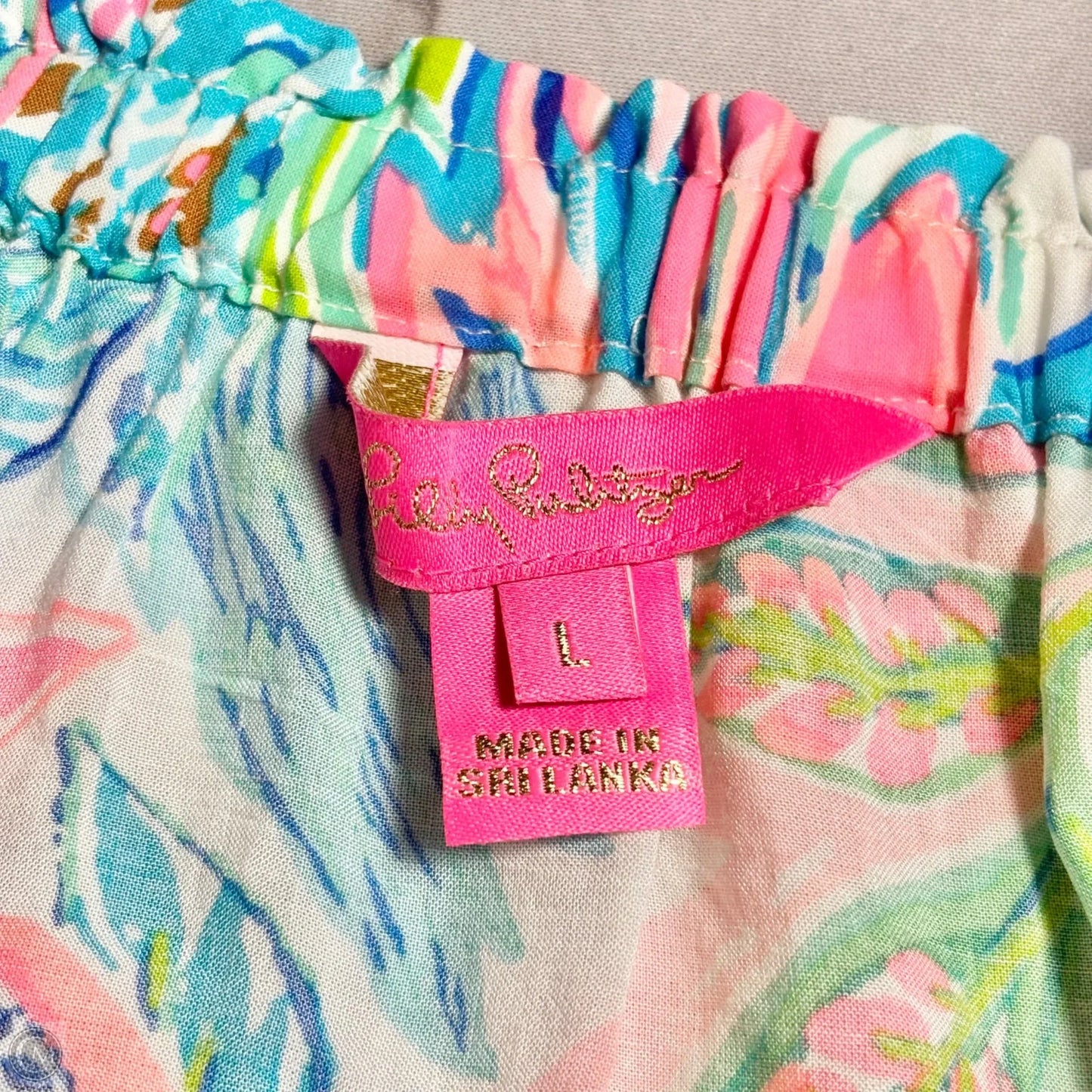 Blouse Designer By Lilly Pulitzer In Blue & Pink, Size: L