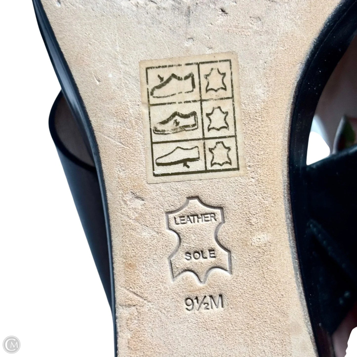 Sandals Designer By Tory Burch In Black & Gold, Size: 9.5