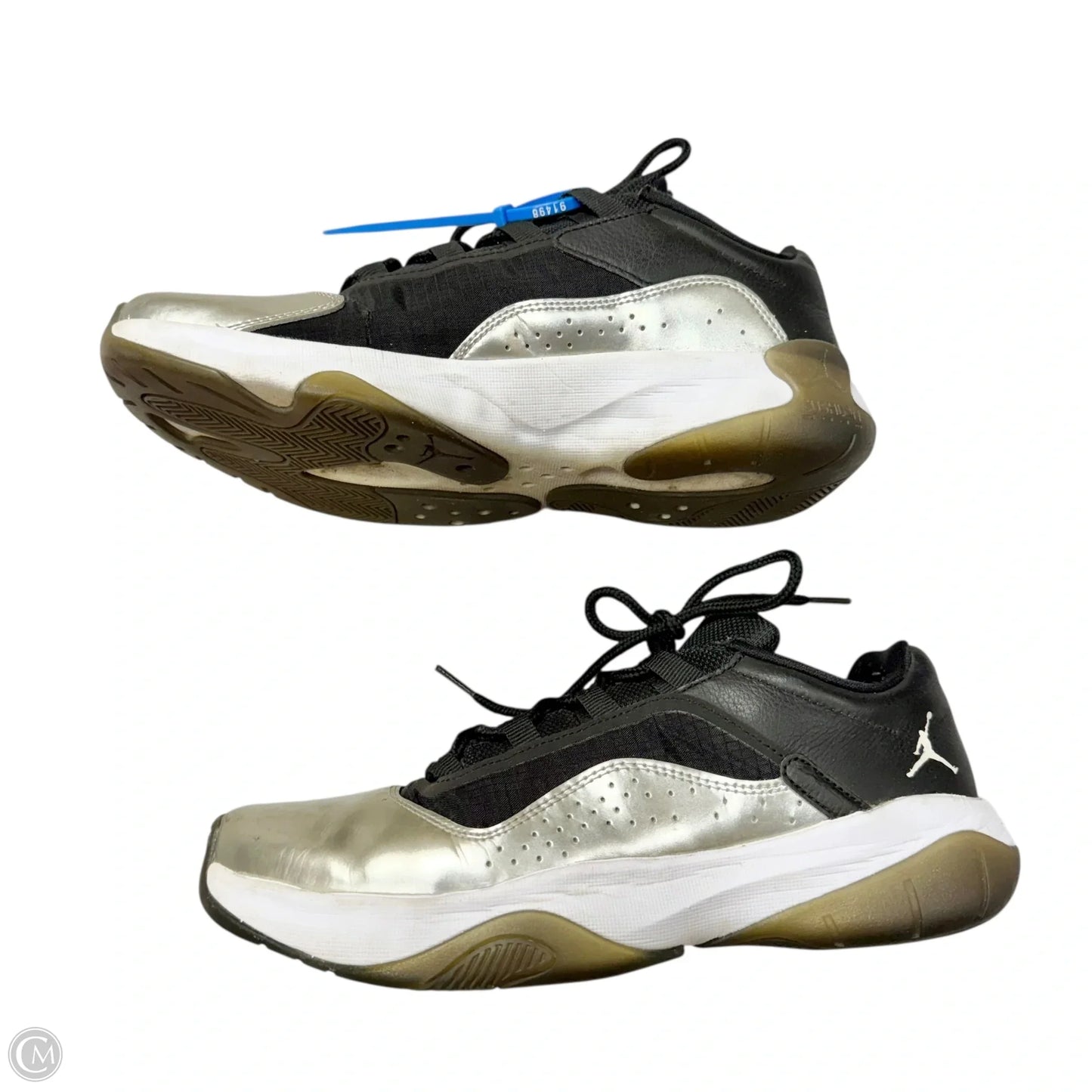 Shoes Luxury Designer By Jordan In Black & Silver, Size: 9