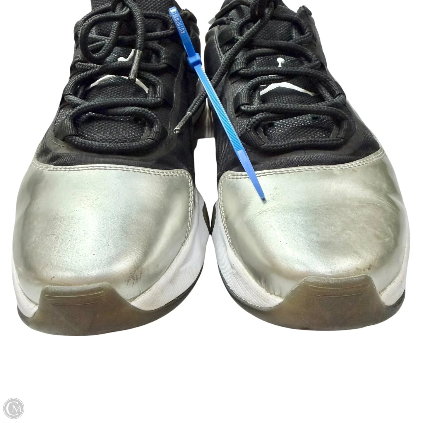 Shoes Luxury Designer By Jordan In Black & Silver, Size: 9