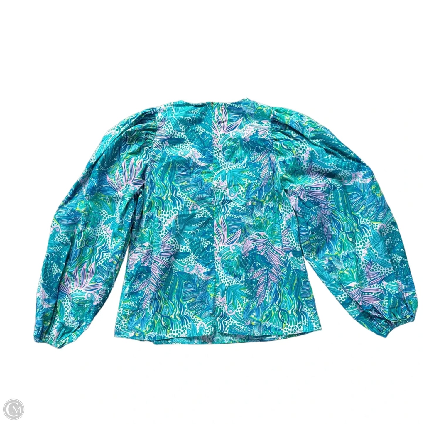 Top Long Sleeve Designer By Lilly Pulitzer In Blue & Green, Size: S
