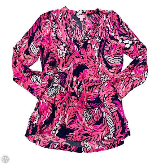 Top Long Sleeve Designer By Lilly Pulitzer In Blue & Pink, Size: S
