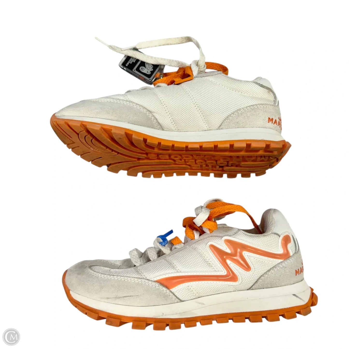 Shoes Luxury Designer By Marc Jacobs In Orange & White, Size: 5.5