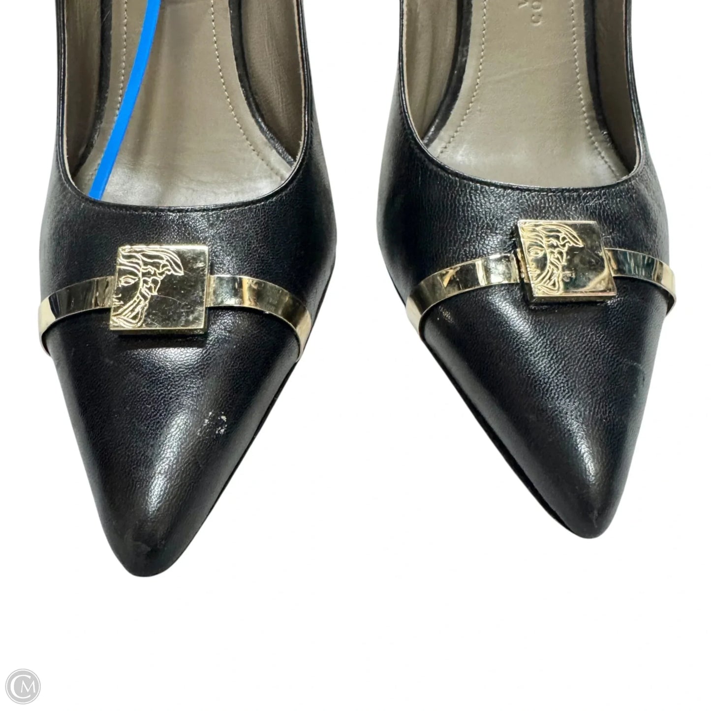 Shoes Luxury Designer By Versace In Black, Size: 8