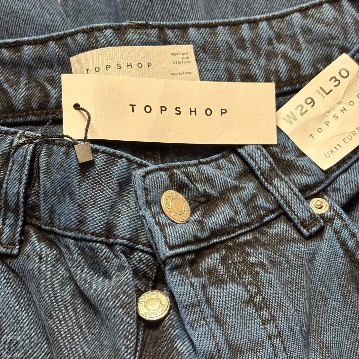 Jeans Straight By Top Shop In Blue Denim, Size: 10