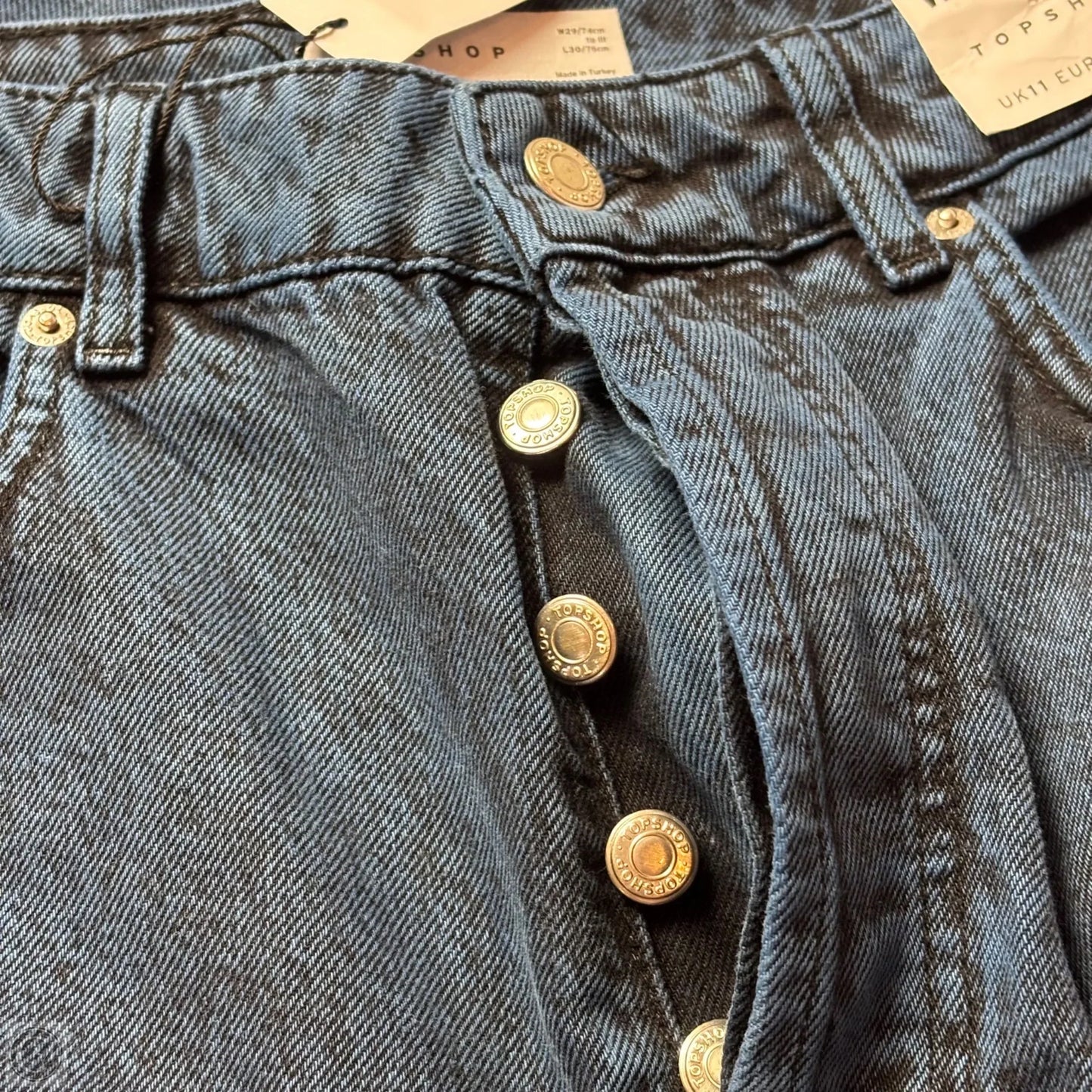 Jeans Straight By Top Shop In Blue Denim, Size: 10