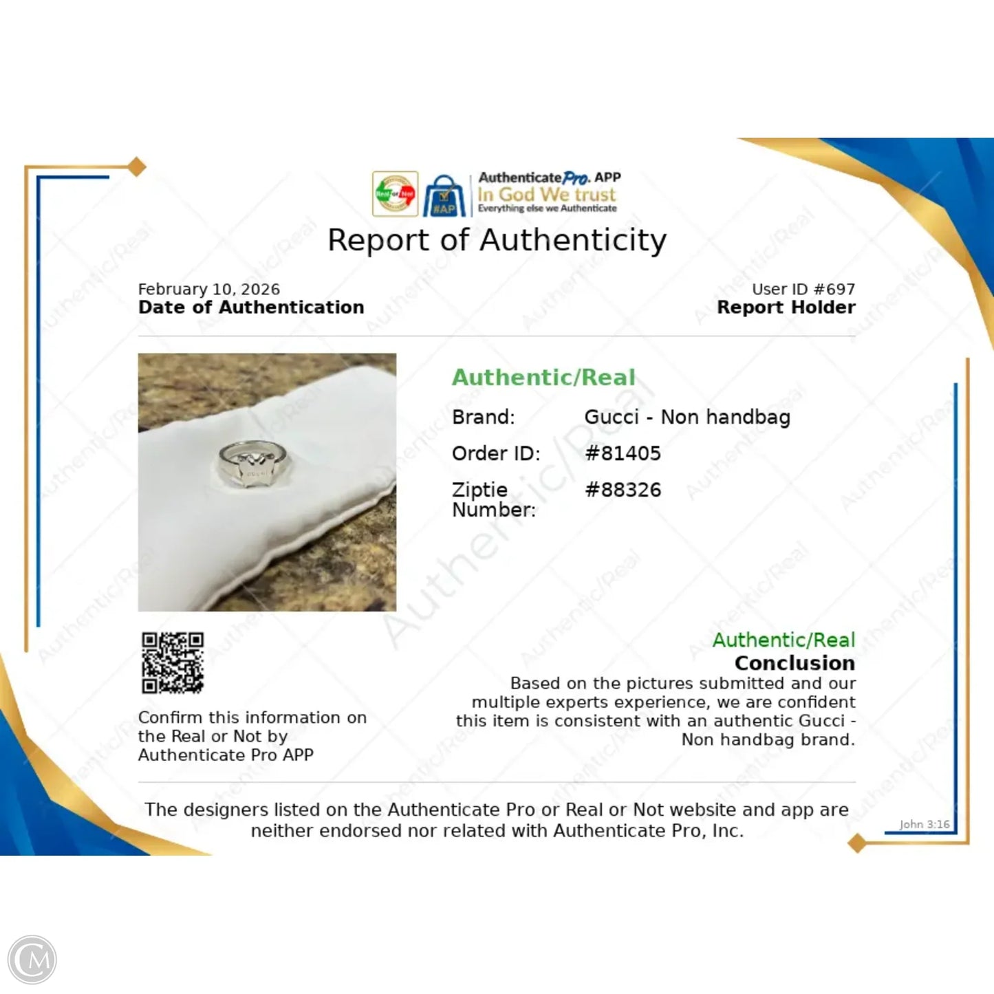 Ring Luxury Designer By Gucci, Size: 8