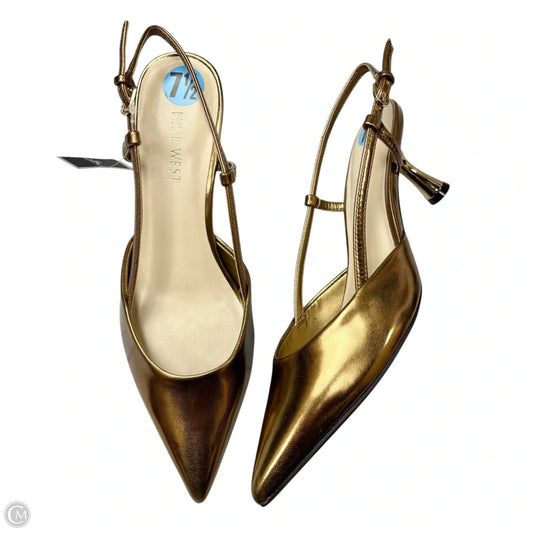 Shoes Heels Kitten By Nine West In Gold, Size: 7.5