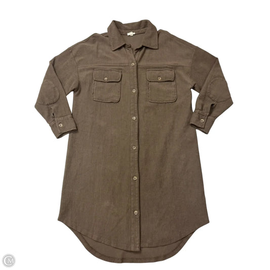 Jacket Shirt By Pilcro In Brown, Size: L