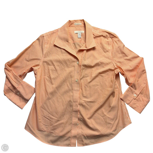 Blouse Long Sleeve By Chicos In Orange & White, Size: M