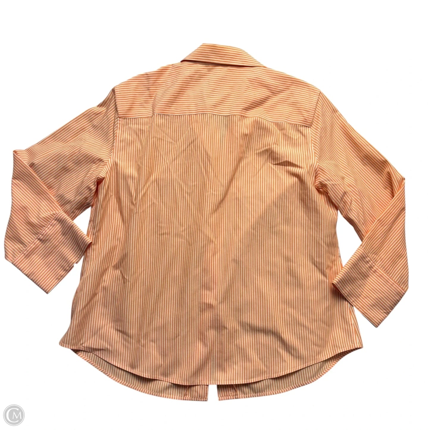 Blouse Long Sleeve By Chicos In Orange & White, Size: M