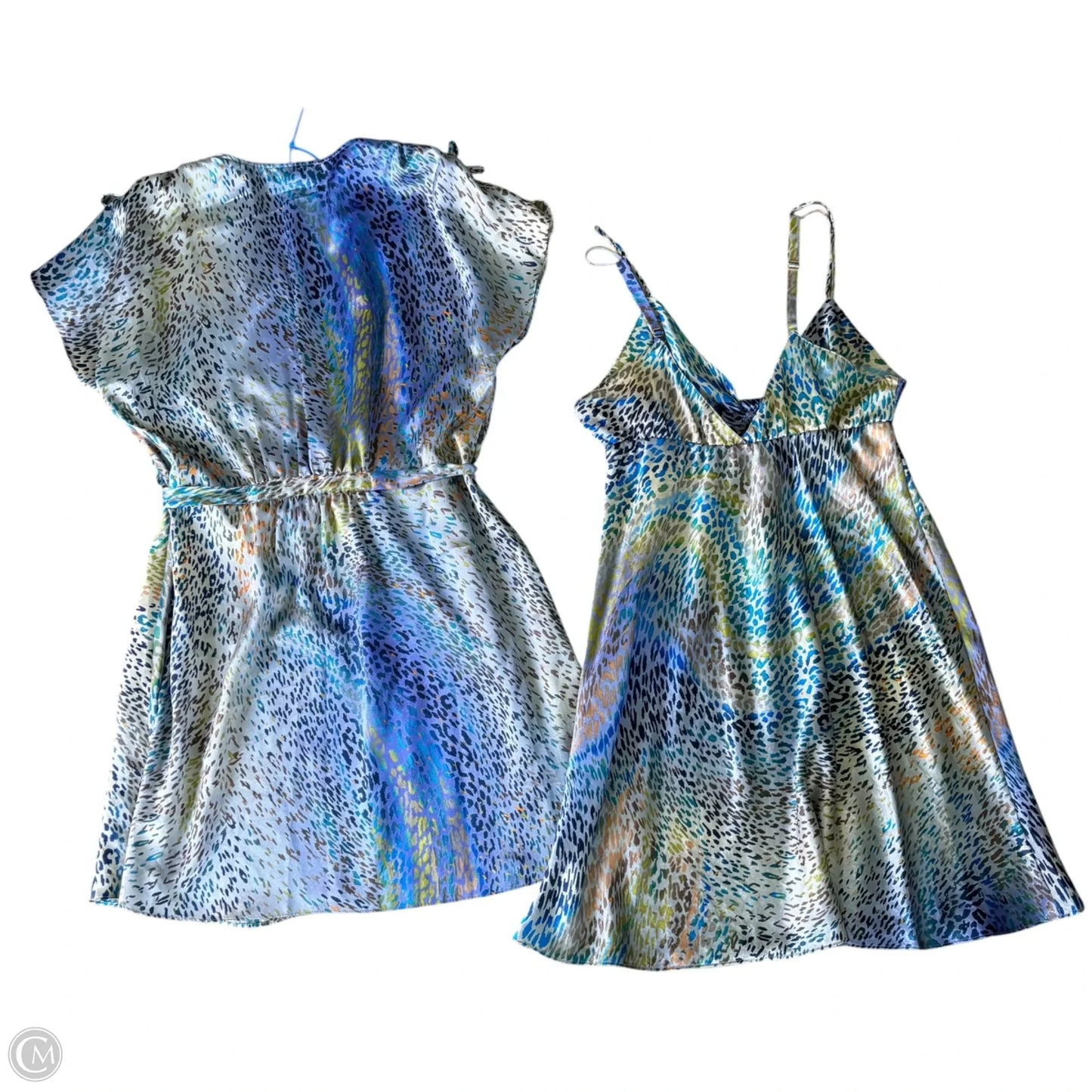 Pajamas Luxury Designer By Oscar De La Renta In Blue & Green, Size: L