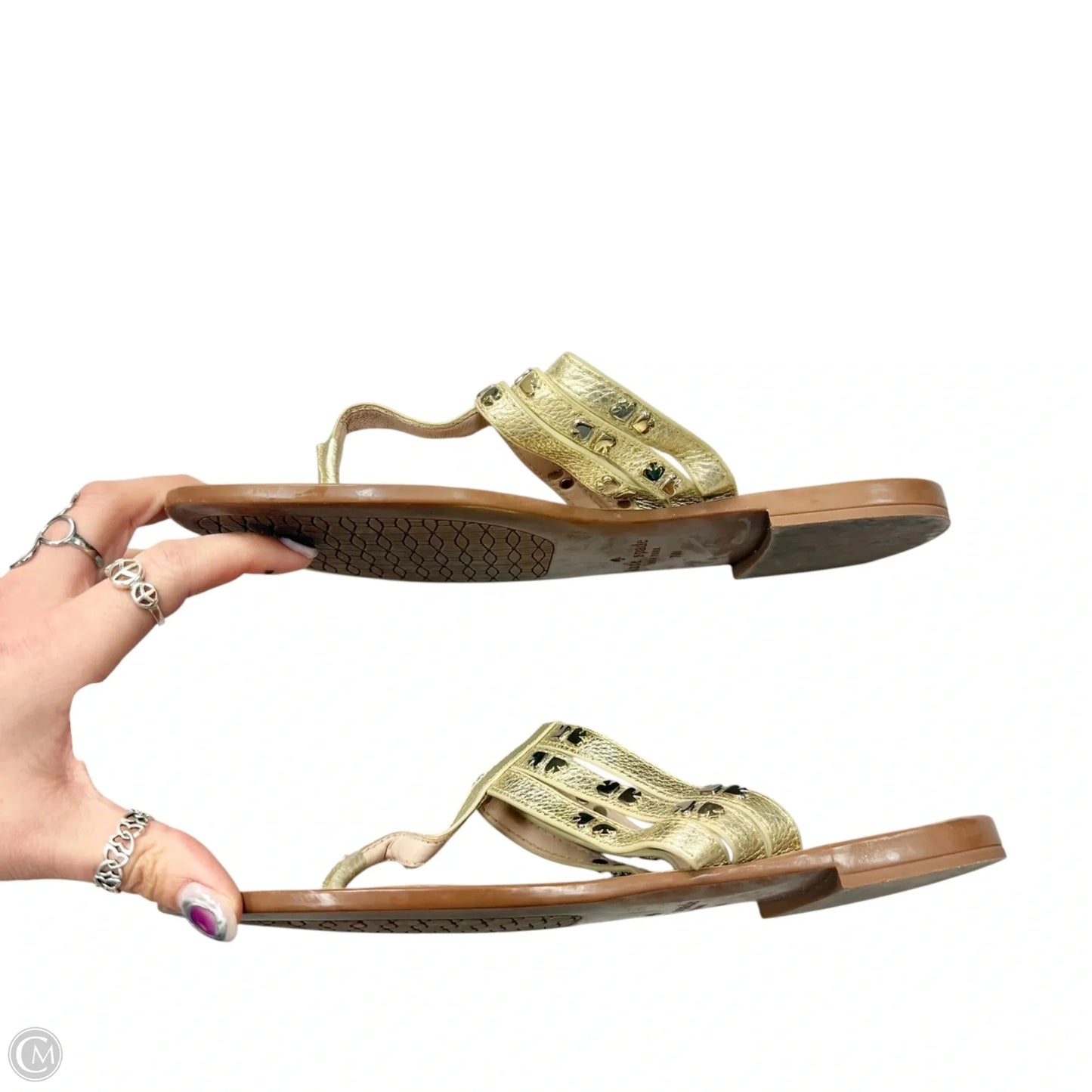 Sandals Designer By Kate Spade In Brown & Gold, Size: 7.5
