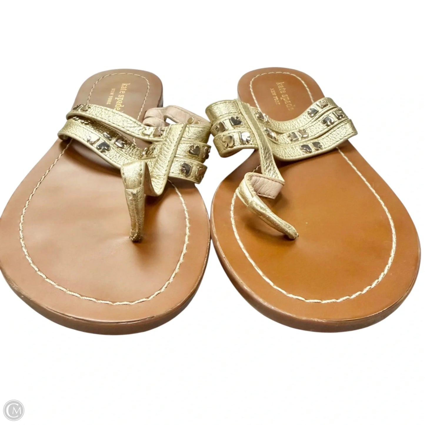 Sandals Designer By Kate Spade In Brown & Gold, Size: 7.5