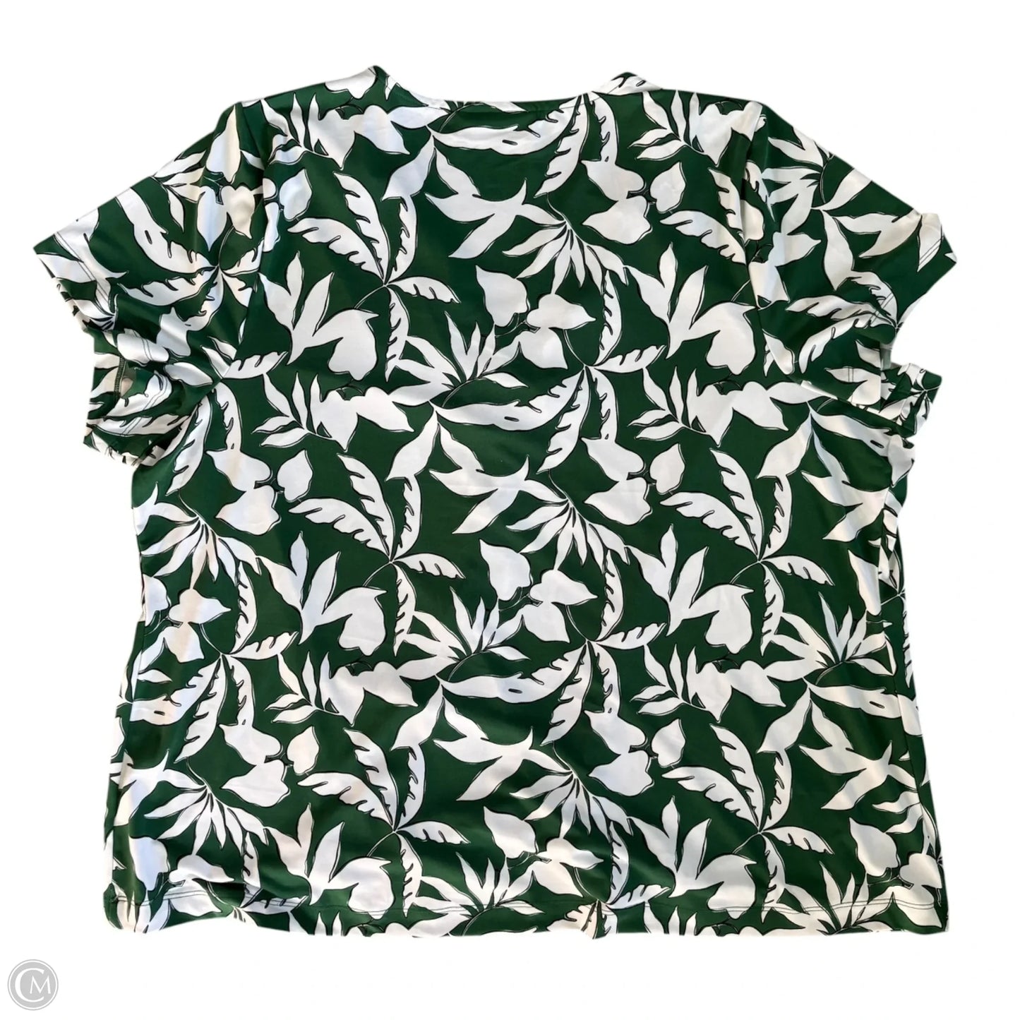 Top Short Sleeve By Lane Bryant In Green & White, Size: 1x