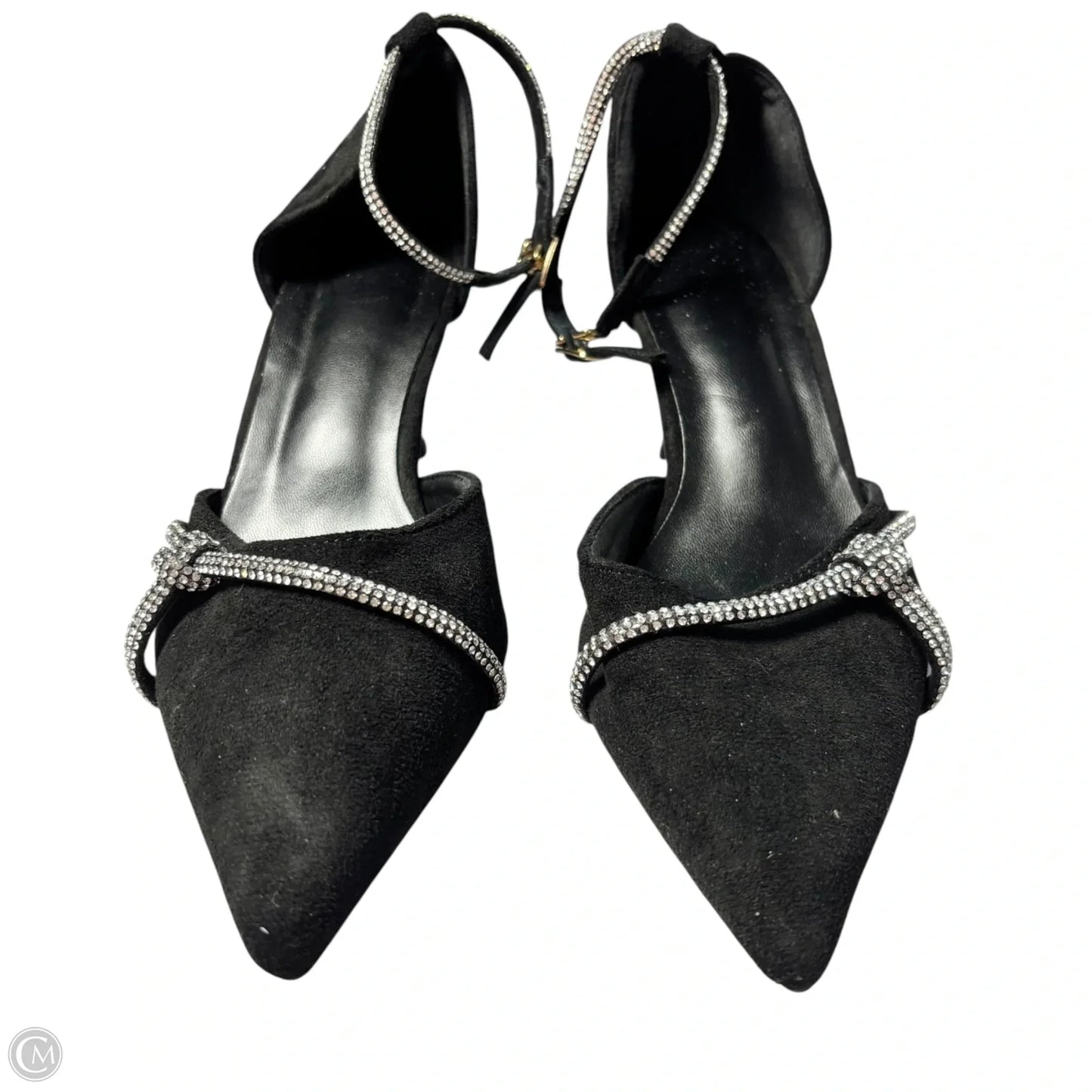Shoes Heels Kitten In Black & Silver, Size: 8.5