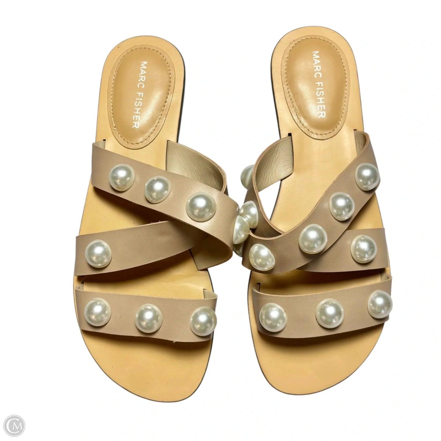 Sandals Flats By Marc Fisher In Tan & White, Size: 8