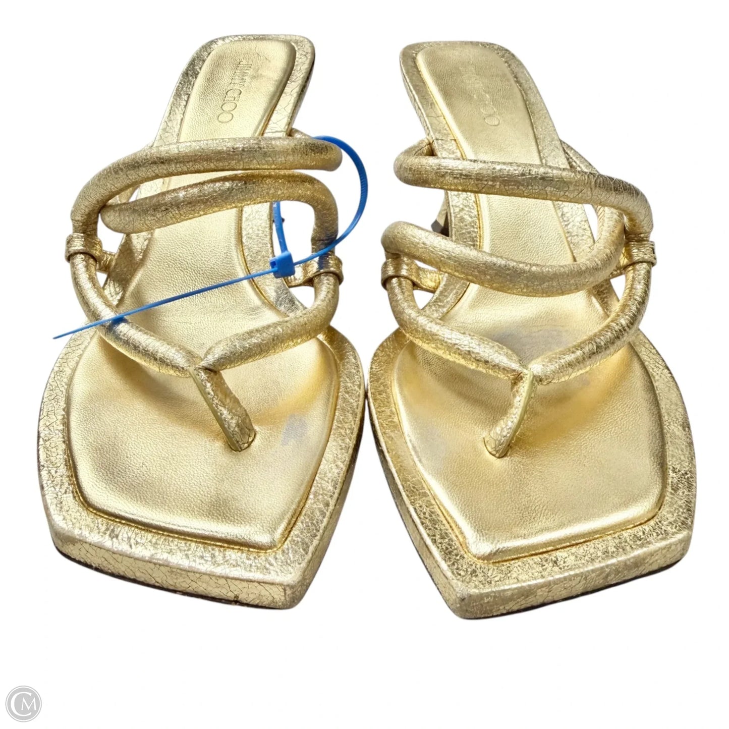 Sandals Luxury Designer By Jimmy Choo In Gold, Size: 8