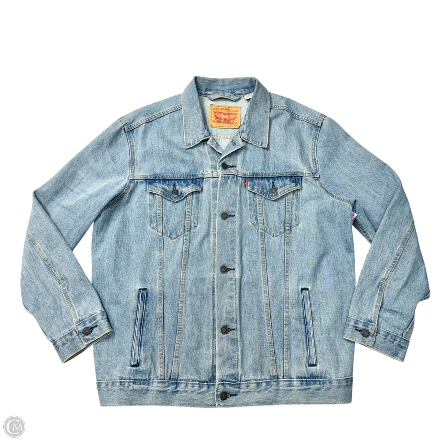 Jacket Denim By Levis In Blue Denim, Size: Xxl