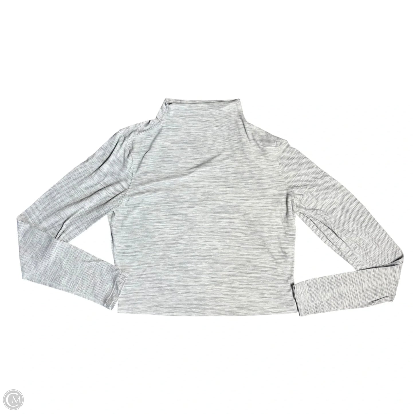 Athletic Top Long Sleeve Collar By Lululemon In Grey & White, Size: S