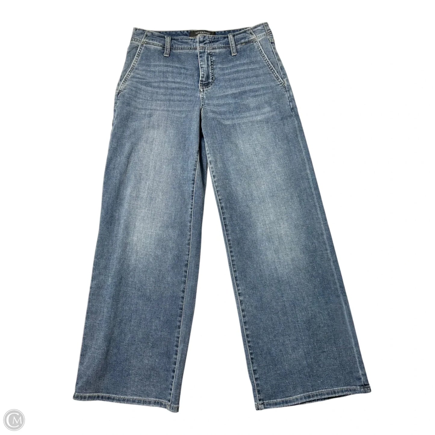 Jeans Wide Leg By Liverpool In Blue Denim, Size: 4