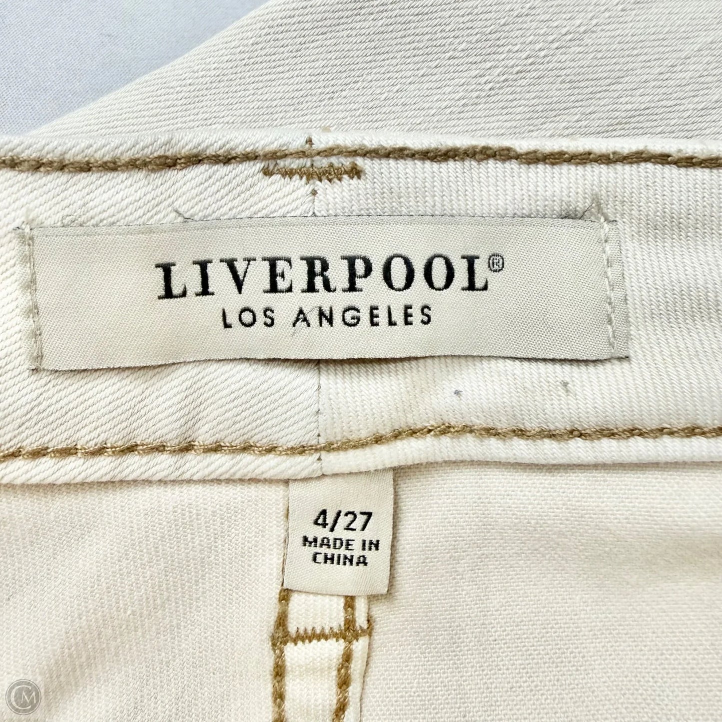 Jeans Flared By Liverpool In White Denim, Size: 4
