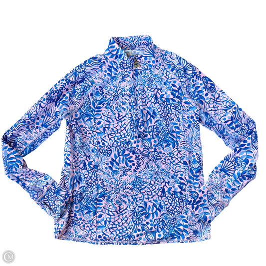 Top Long Sleeve Designer By Lilly Pulitzer In Blue & Pink, Size: M