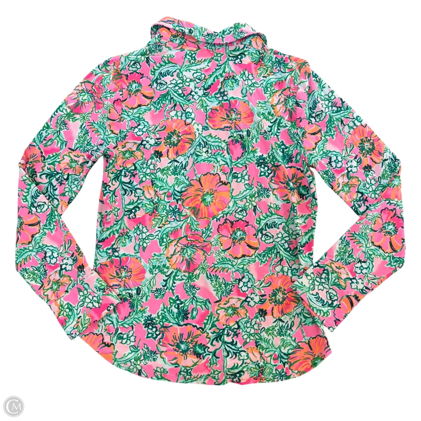 Top Long Sleeve Designer By Lilly Pulitzer In Green & Pink, Size: Mp
