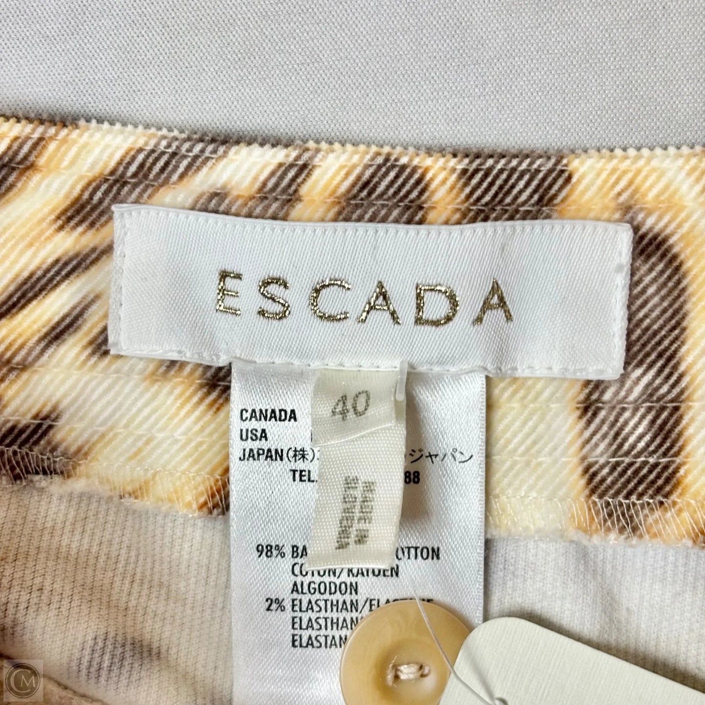 Pants Designer By Escada In Brown & Cream, Size: M