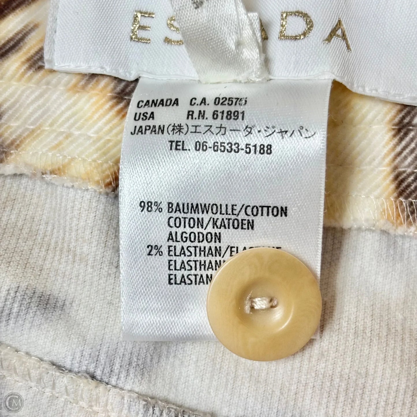 Pants Designer By Escada In Brown & Cream, Size: M