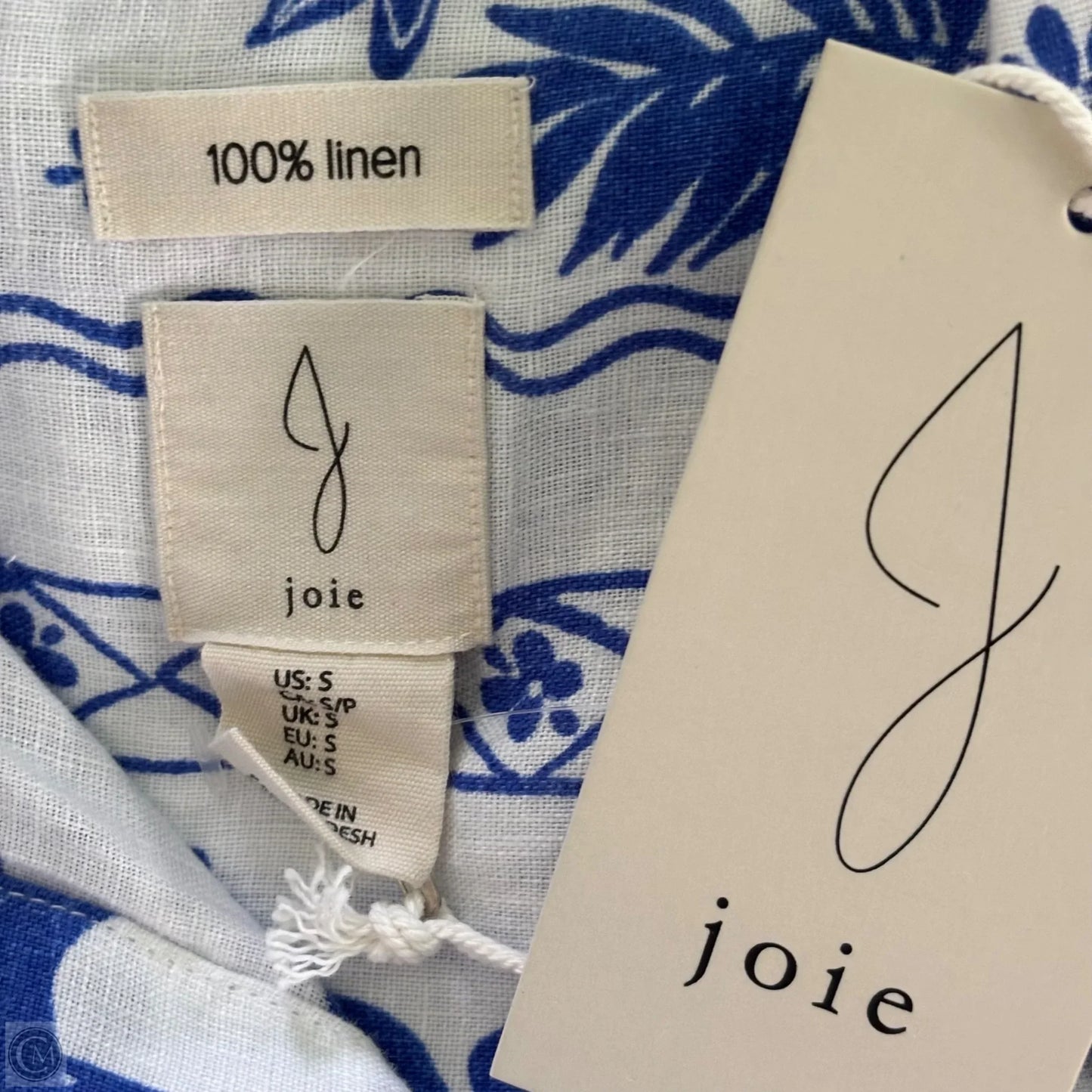 Blouse Long Sleeve By Joie In Blue & White, Size: S