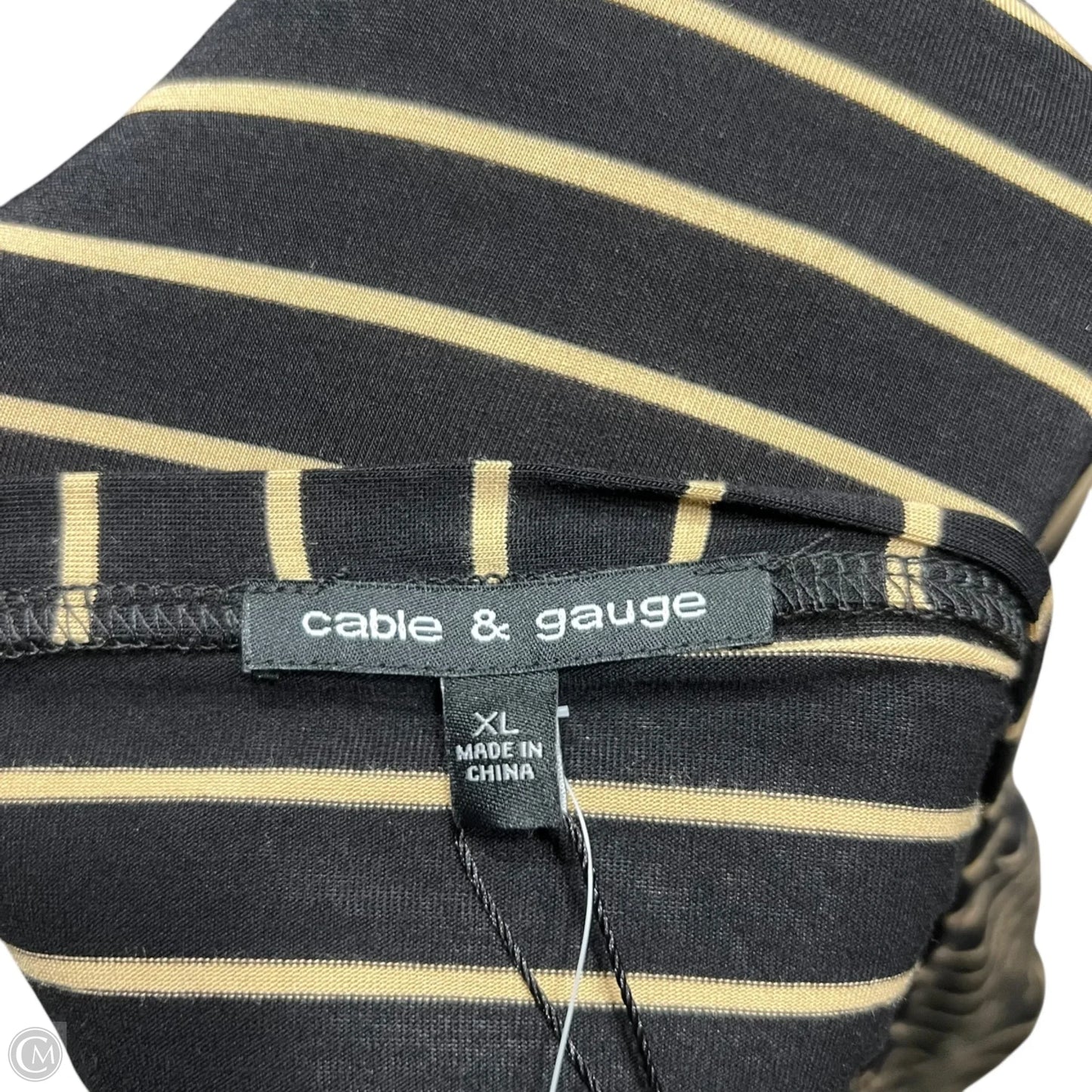 Top Long Sleeve By Cable And Gauge In Black & Tan, Size: Xl