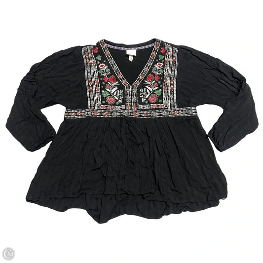 Top Long Sleeve By Knox Rose In Black, Size: Xxl