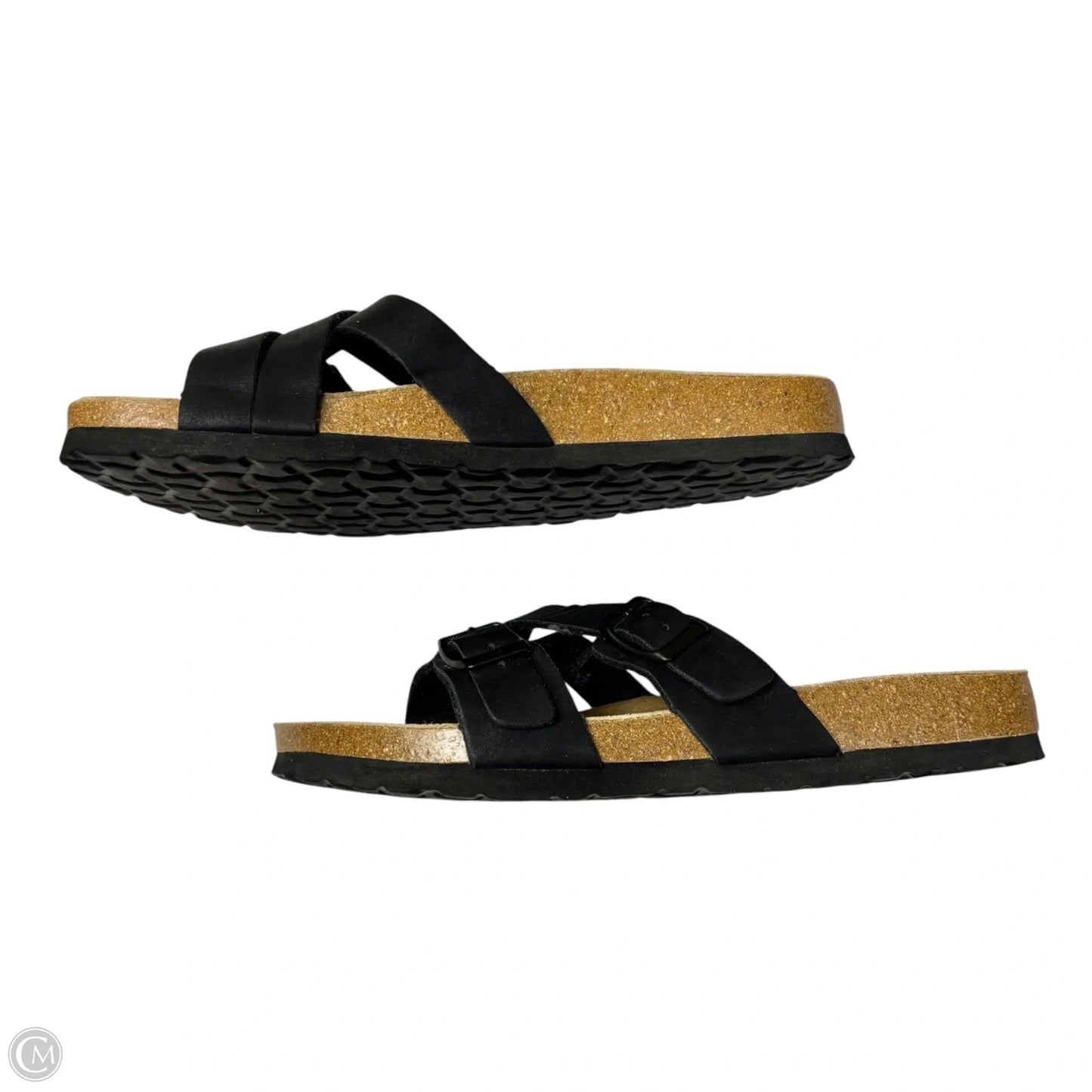 Sandals Flats By Cushionaire In Black & Brown, Size: 9