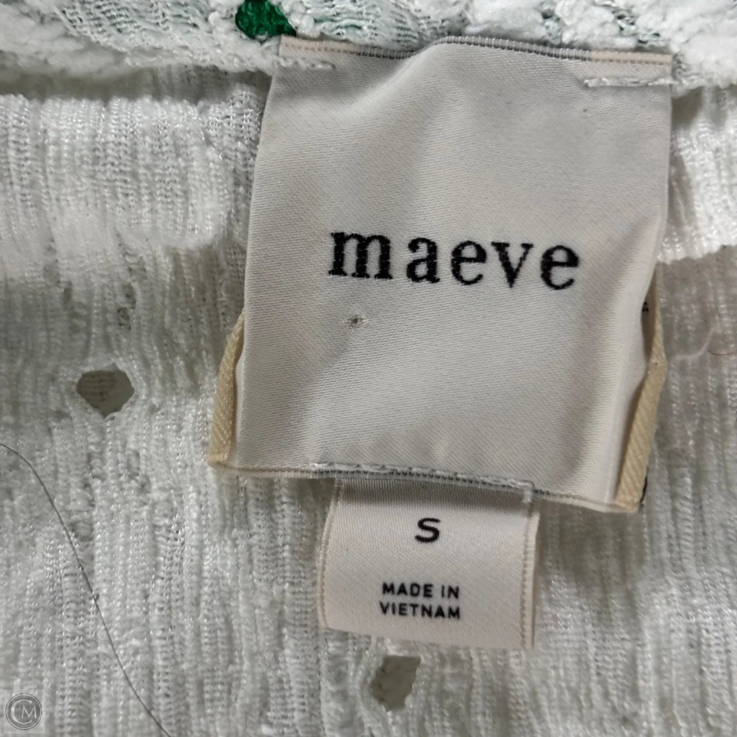 Blouse Short Sleeve By Maeve In Green & White, Size: S
