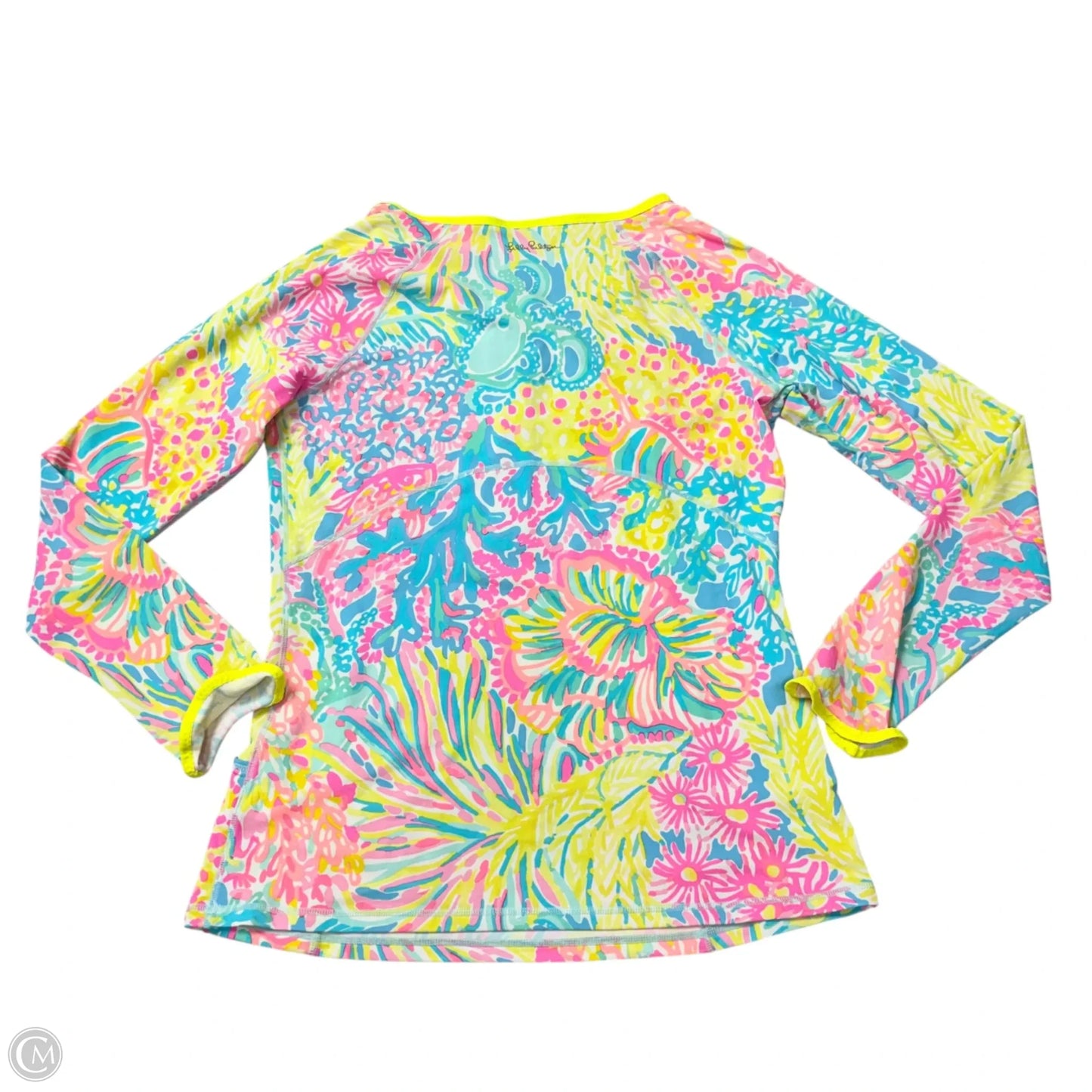 Top Long Sleeve Designer By Lilly Pulitzer In Blue & Yellow, Size: L