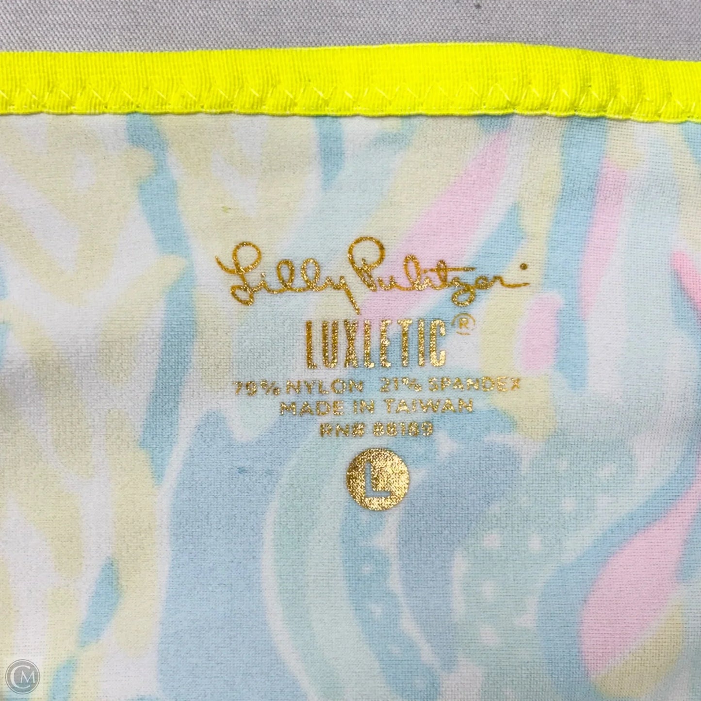 Top Long Sleeve Designer By Lilly Pulitzer In Blue & Yellow, Size: L