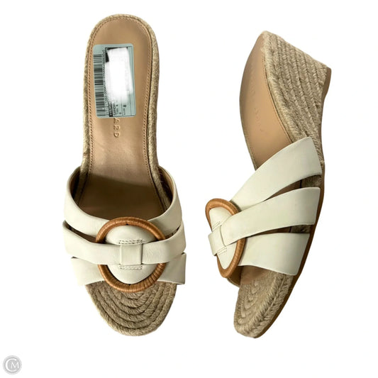 Sandals Heels Wedge By Veronica Beard In Tan & White, Size: 8