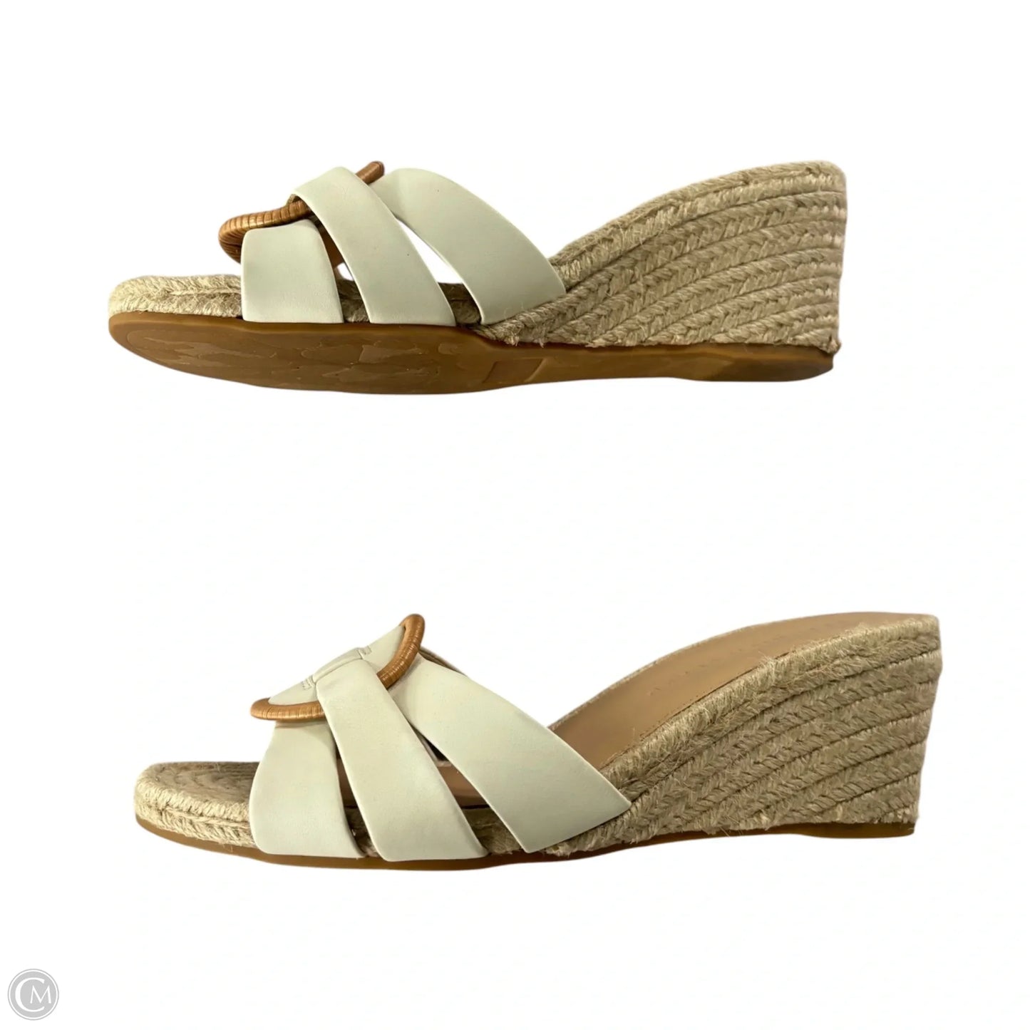 Sandals Heels Wedge By Veronica Beard In Tan & White, Size: 8