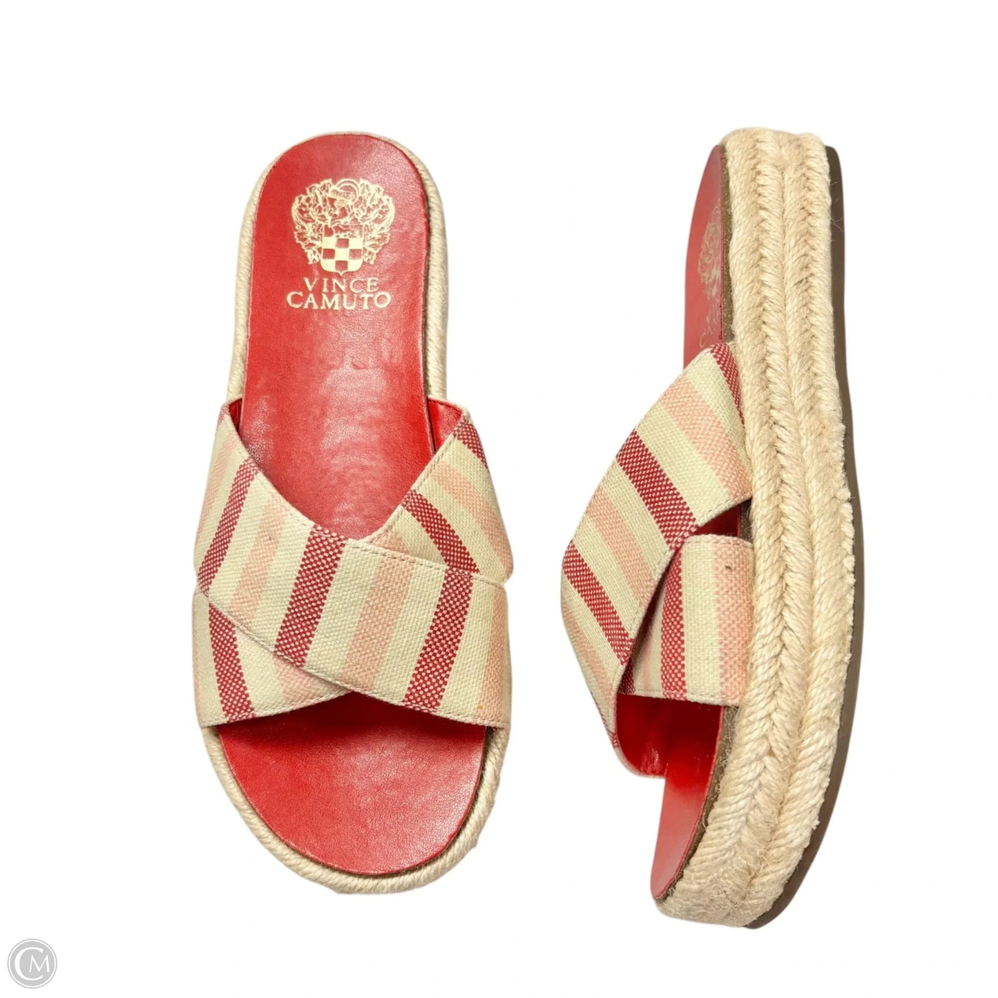 Sandals Flats By Vince Camuto In Cream & Red, Size: 6.5