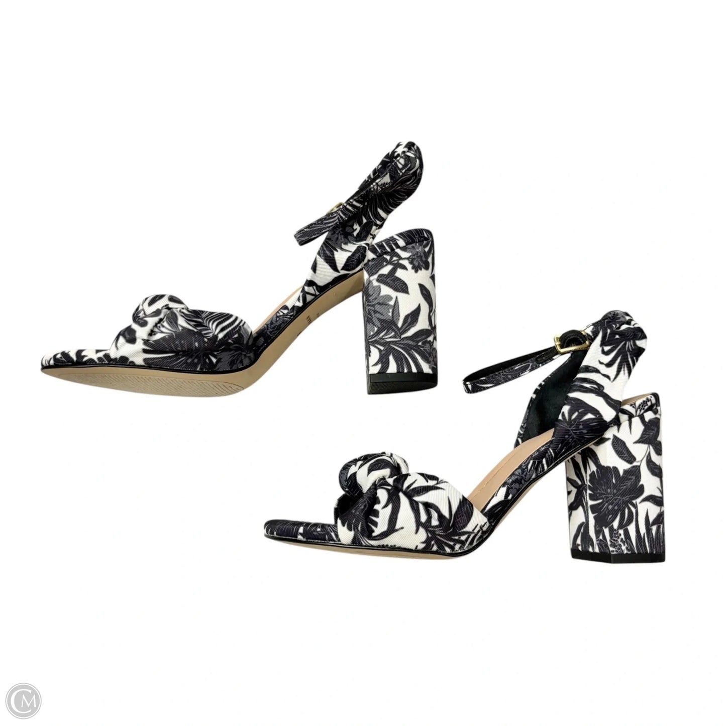 Sandals Heels Block By Cole-haan In Black & White, Size: 6.5