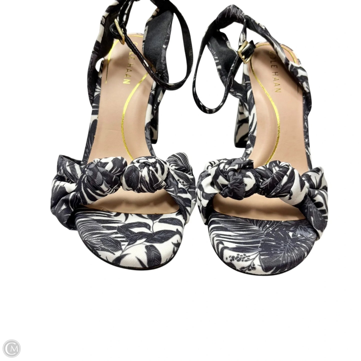 Sandals Heels Block By Cole-haan In Black & White, Size: 6.5