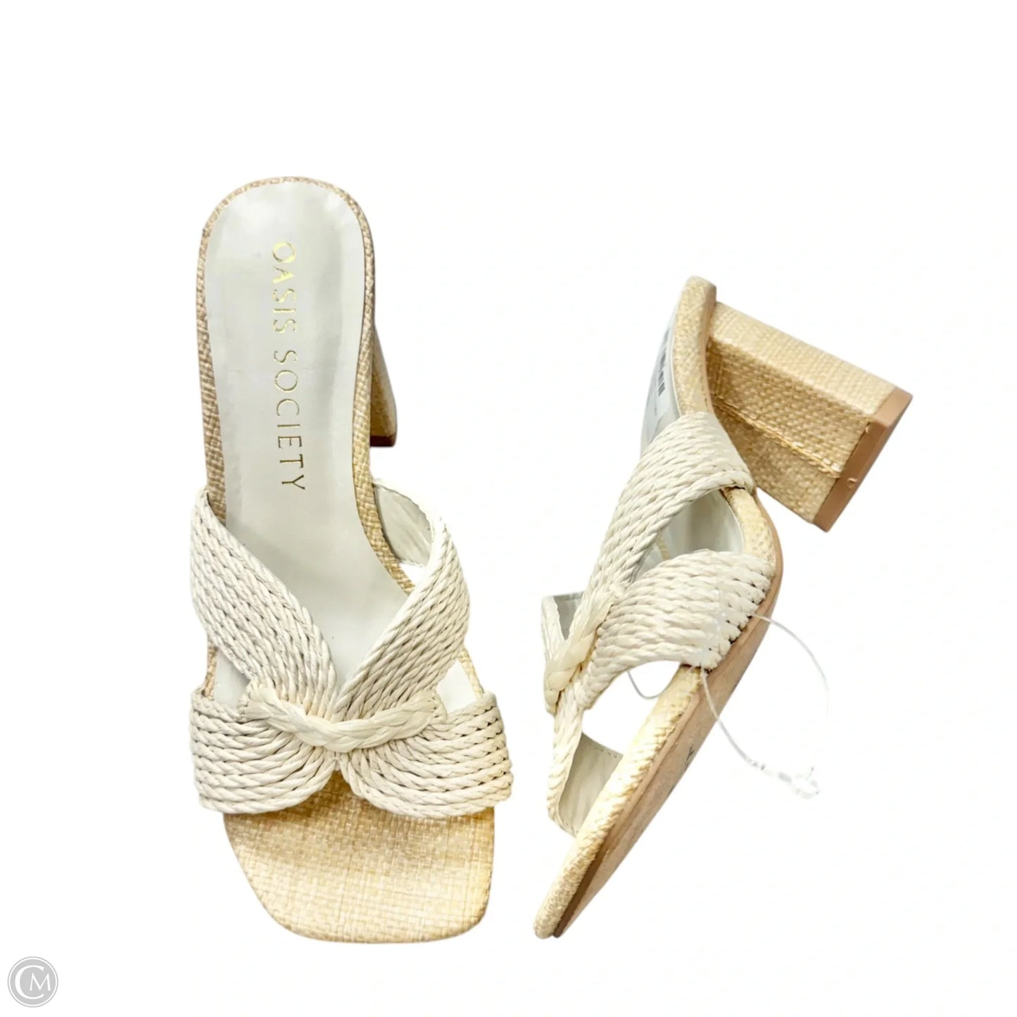 Sandals Heels Block By Oasis Society In Cream, Size: 7.5
