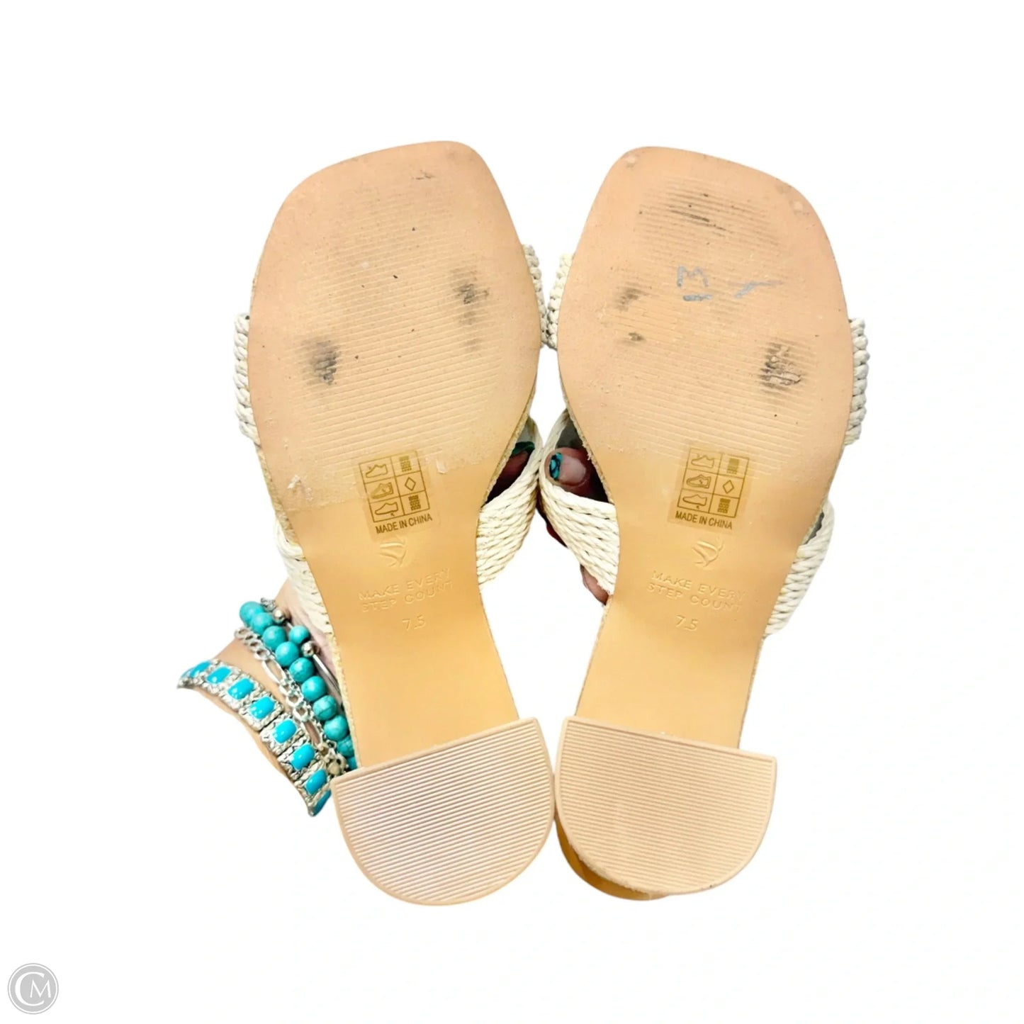 Sandals Heels Block By Oasis Society In Cream, Size: 7.5